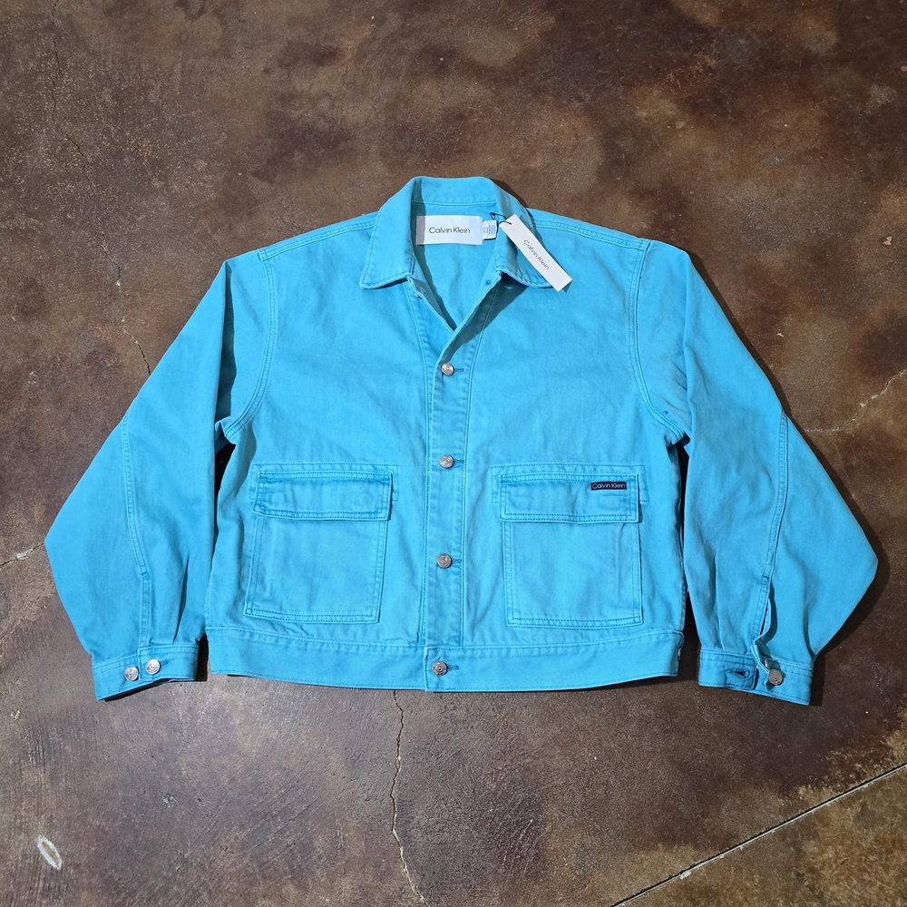 Calvin Klein Teal Jean Jacket Style #40JP774 Size S NWT